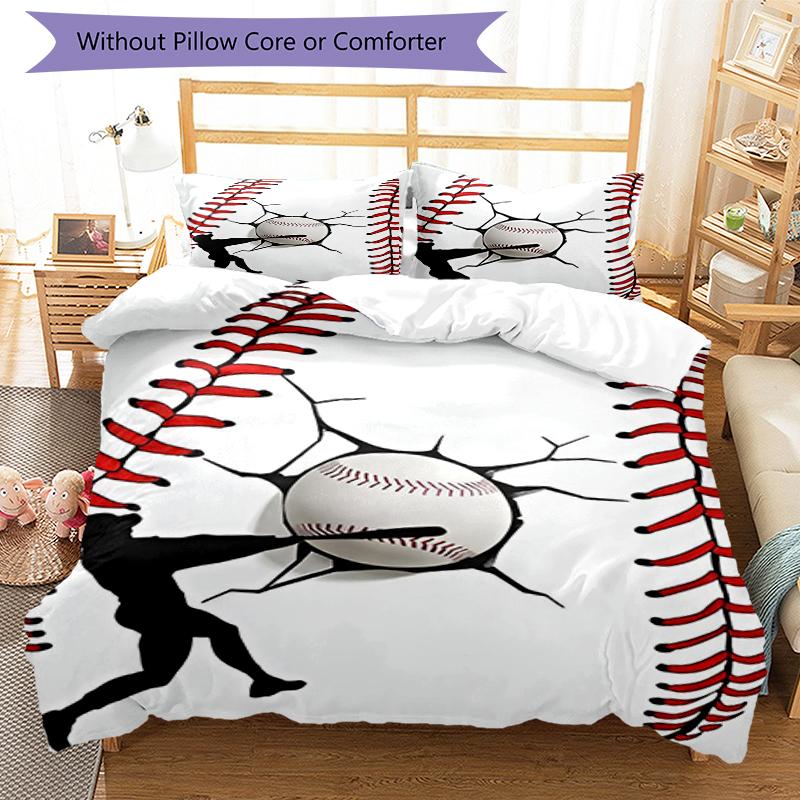 3pcs Baseball Bedding Set Duvet Cover Closure Includes 1 Duvet Cover & 2 Pillowcases, Soft and Comfortable for All Seasons.