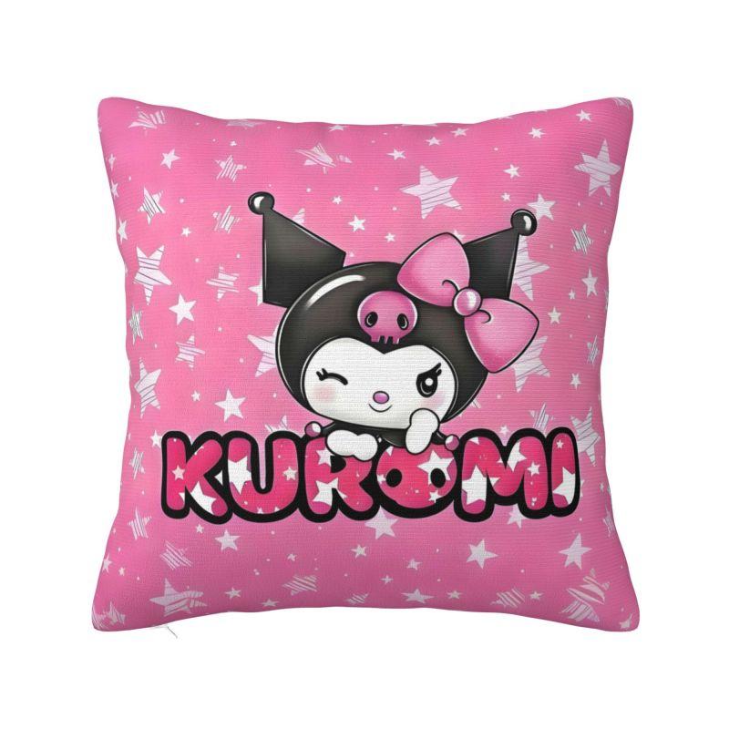 Custom Modern Cute Sanrio Kuromi Anime Cushion Cover Velvet Kawaii Cartoon Pillow Case Home Decor