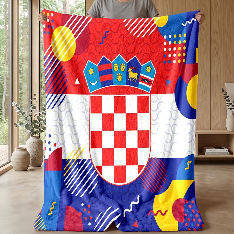 Kroatien Fußball Aufdruck Flanelldecke Hautfreundlich Warm Dekorativer Überwurf für Innen Couch Bett Tägliche Nutzung