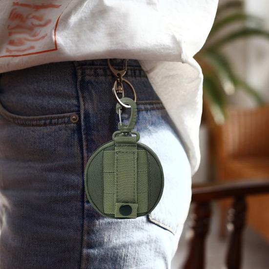 

Гаманець для монет Брелок Круглий Тактичний Підсумок Портативний Тримач для Монет EDC Підсумок Гаманець для Дрібниці для Кемпінгу Пішого Туризму Полювання армія зелений колір