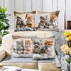 Cat Pattern Square Pillow Cover 18X18 Inches Single-Sided Printed Pillow Cover Home Pillow Cover Living Room Decoration