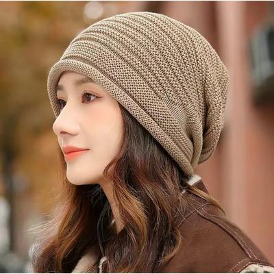 Men's and Women's Autumn and Winter Knitted Cap Warm Wool Cap Outdoor Pile Cap Fashion Rolled Edge Wrap-around Head Hat