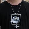 Korean Style Retro Motorcycle Pendant Necklace - Unisex Hip Hop Sweater Chain