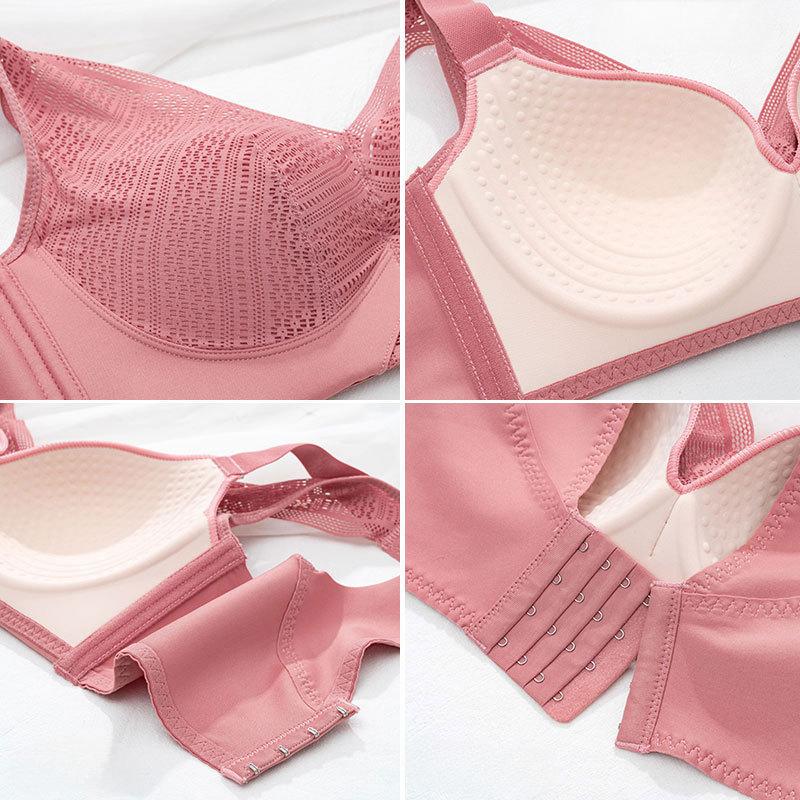 Large Size Full-cup Non-steel Ring Underwear Female Large Breasts Show Small Thin Thin Section Gathered Anti-sagging Bra To Collect Vice Breasts Bra