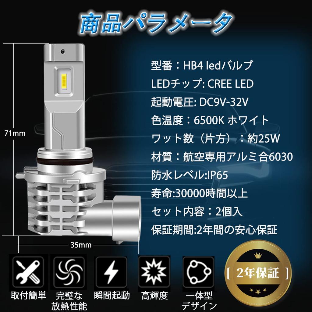 XELORD HB4 LED Headlight, Equipped with CREE Chip, 9006 HB4 LED Bulb, 6500K, White,