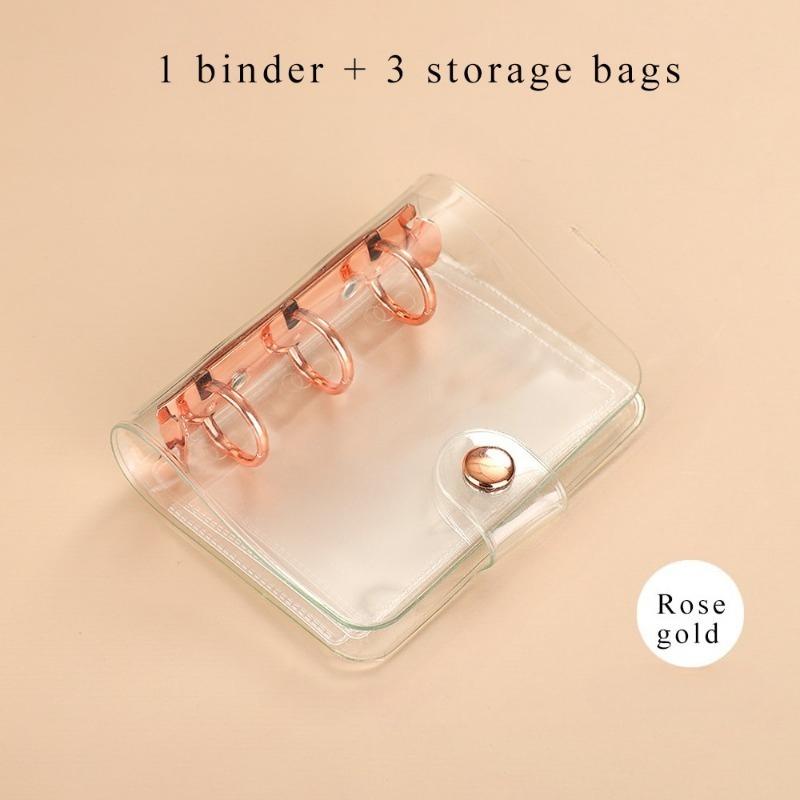 

1Pc Creative Cute Transparent 3 ring Mini Loose-leaf Hand Book Student Portable Notebook ring binder School Supplies