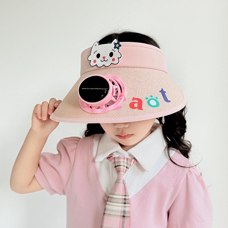 Solar Charging Fan Hat Children Summer Sun Protection Sun Hat Boy Girl Cartoon Sky Top Hat Sun Hat