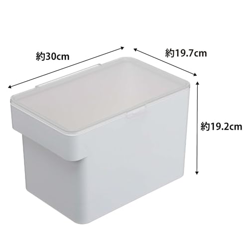 Yamazaki Under-Sink Rice Container, 5kg Capacity, with Measuring Cup, White, Approx. 30cm W X 19.7cm D X 19.2cm H, Tower Design, with Rice Scooping Li