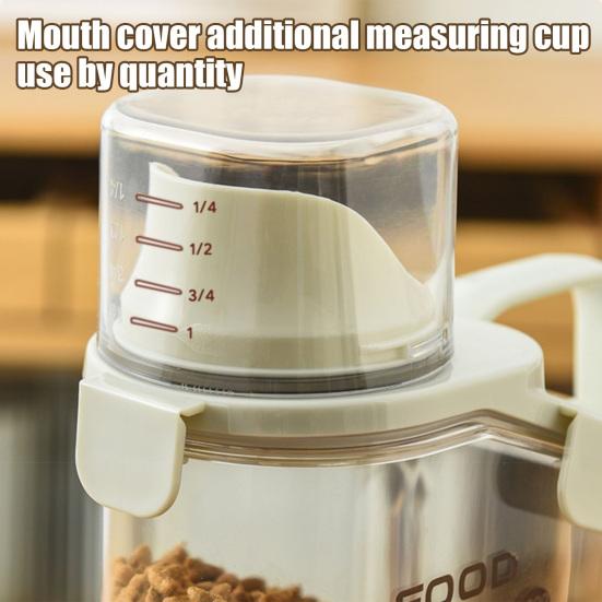 1.6/2/2.8L Airtight Dog Food Storage Container Pet Dry Food Bin with Measuring Cup Lid Clear Plastic Kitchen And Pantry Organization Bin