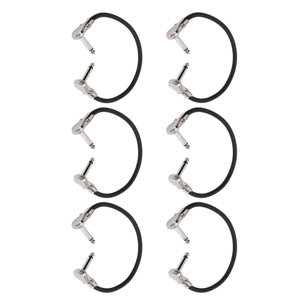 6Pcs Electric Guitar Effect Cable 1 4in Right Angled Guitar Pedal Cord Patch Cable 30cm Flat Head Silver