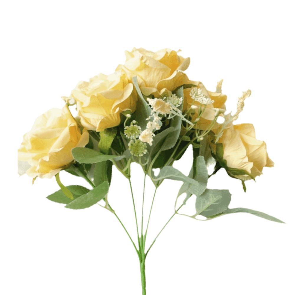 Lebensechte 5 Köpfe Künstliche Blumen Simulierte Handhaltung Seide Kunstblumen Seidenrose Hochzeitsdekoration