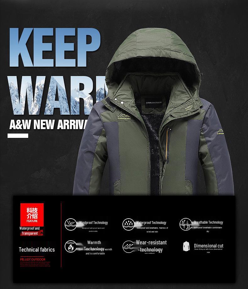 Men's 2025 Autumn/Winter Plus Size Thick Fleece-Lined Warm Cotton Jacket for Middle-Aged