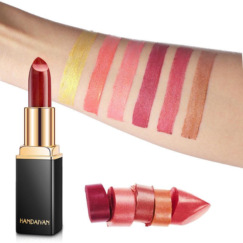 HANDAIYAN Color-Shifting Mermaid Lipstick Set 9 Metallic Pearl Shades with Liquid Gold Effect pH & Thermo Activated