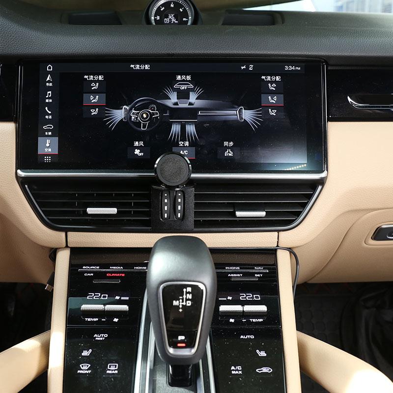 Für Porsche Cayenne 2018-2026 Aluminiumlegierung Schwarz Auto Lüftungsgitter Handyhalterung GPS-Navigationshalterung Autozubehör