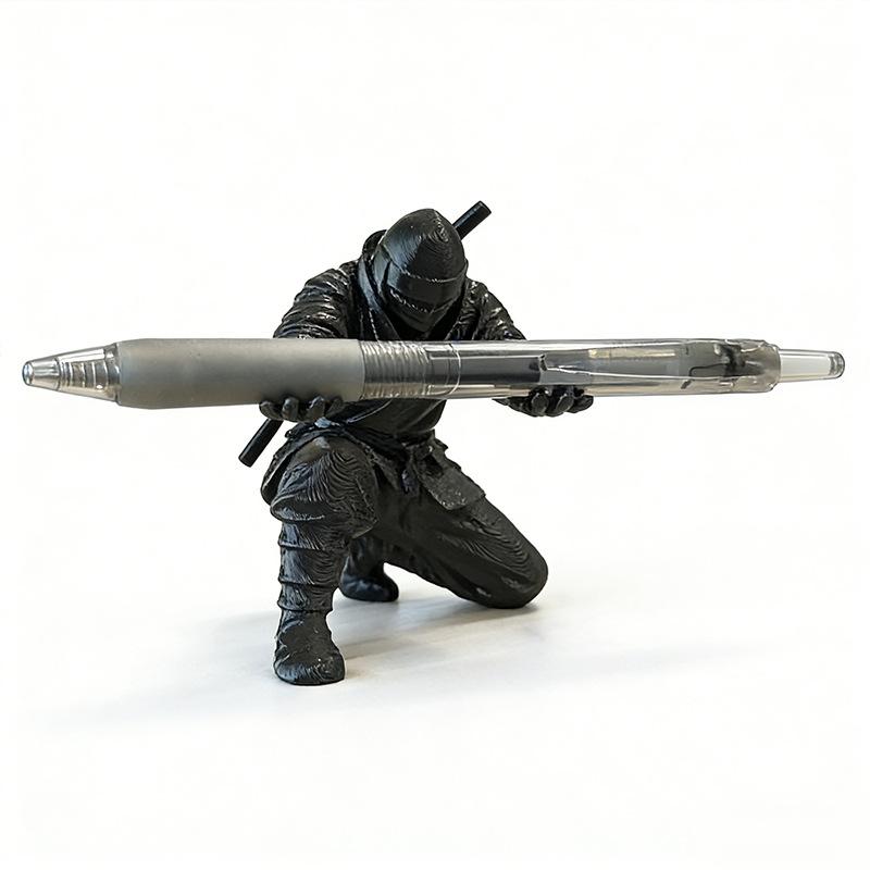 1pc Creative Black Warrior Pen Holder Office Desktop Pen Rack Desktop Ornament Decorative Items Pen Holder