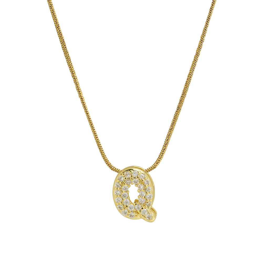 Jemný zirkonový řetízek s drobným iniciálem pro ženy Pozlacená nerezová ocel Hadí řetízek Choker Náhrdelníky Písmenkové přívěsky