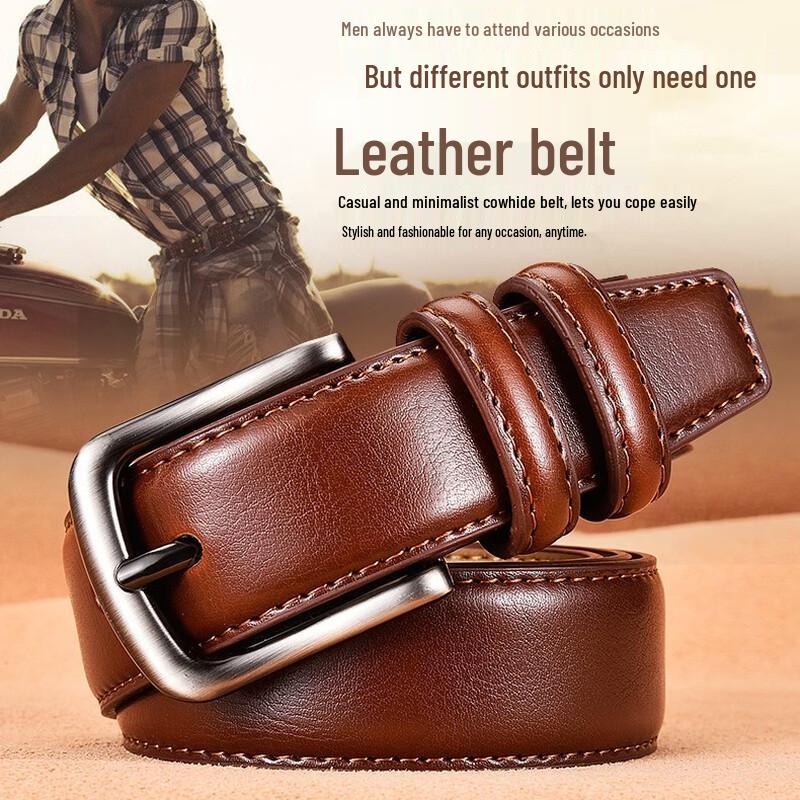 Men's Genuine Leather Belt with Alloy Buckle