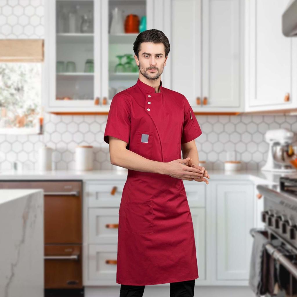 Unisex Chef Coat Breathable Waiter Apparel Jacket for Food Service