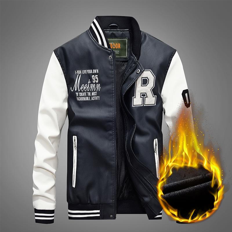Men's PU Leather Jacket Autumn and Winter New Men's Stand-up Collar Loose Casual Large Size Autumn Men's Coat