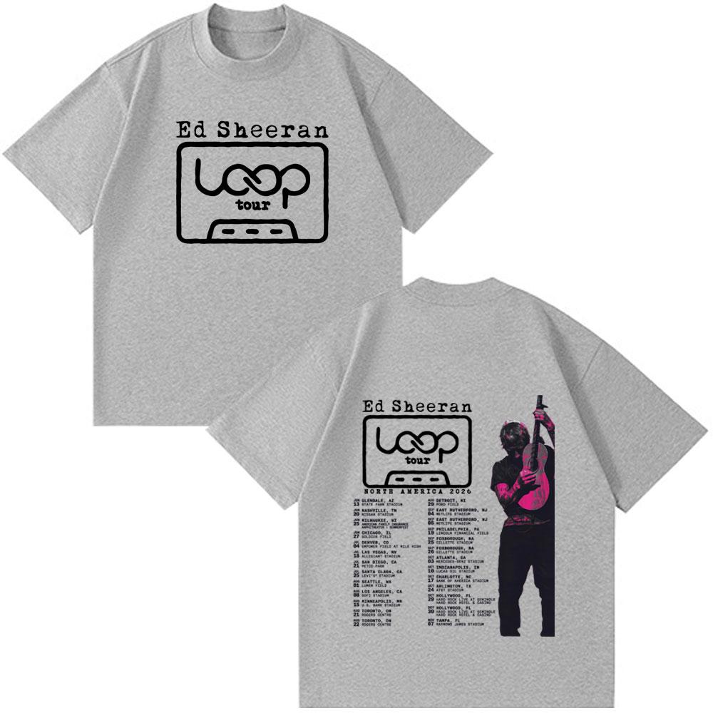 Ed Sheeran Loop Tour 2026 Merch T-shirts Fans Gifts Unisex Women Clothing Fashion Hip Hop Clothing Oversized Cotton Casual T-shirt