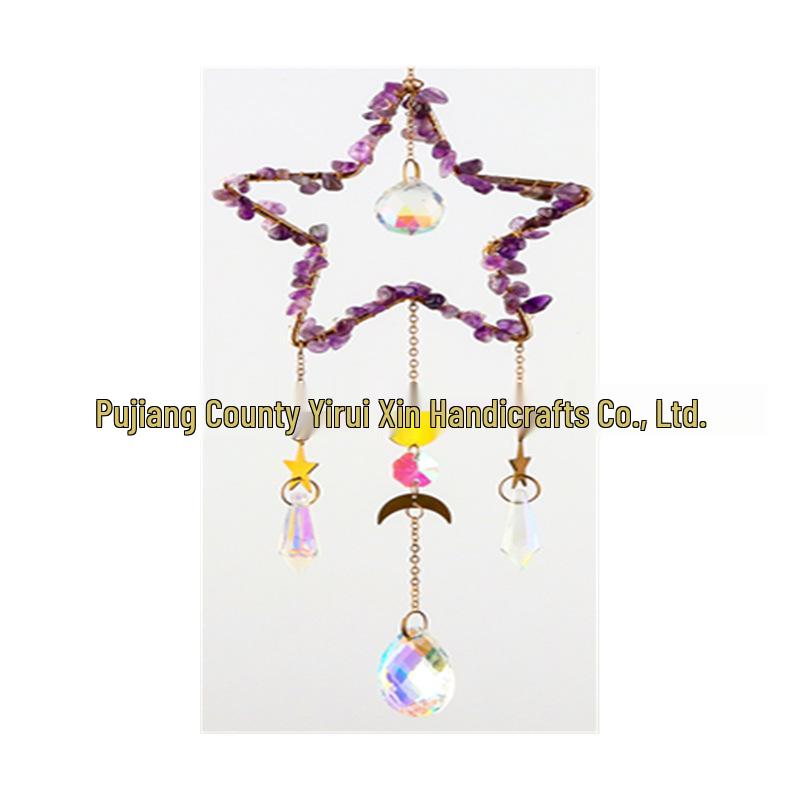 Sun Catcher Crystal Wind Chime: Raw Stone Pendant Ornament for Garden Decor