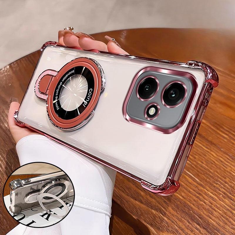 Glitzer Beschichtung Stoßfestes Case Für Huawei Honor 400 Lite Pro Fundas Magnetische Handyhalterung Hülle