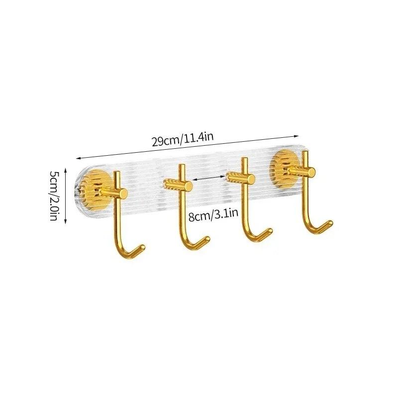 Luxury Bathroom Hooks Gold Silver No Drilling Wall Hanging Hook Self-adhesive Towel Bag Holders Clothes Punch-free Hanger