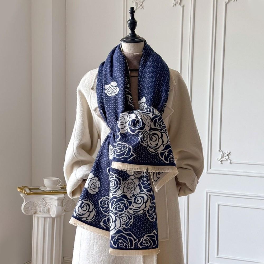 Thick Fringe Shawl Warm Winter Pashmina Shawl Cozy Imitation Cashmere Scarf  for Women