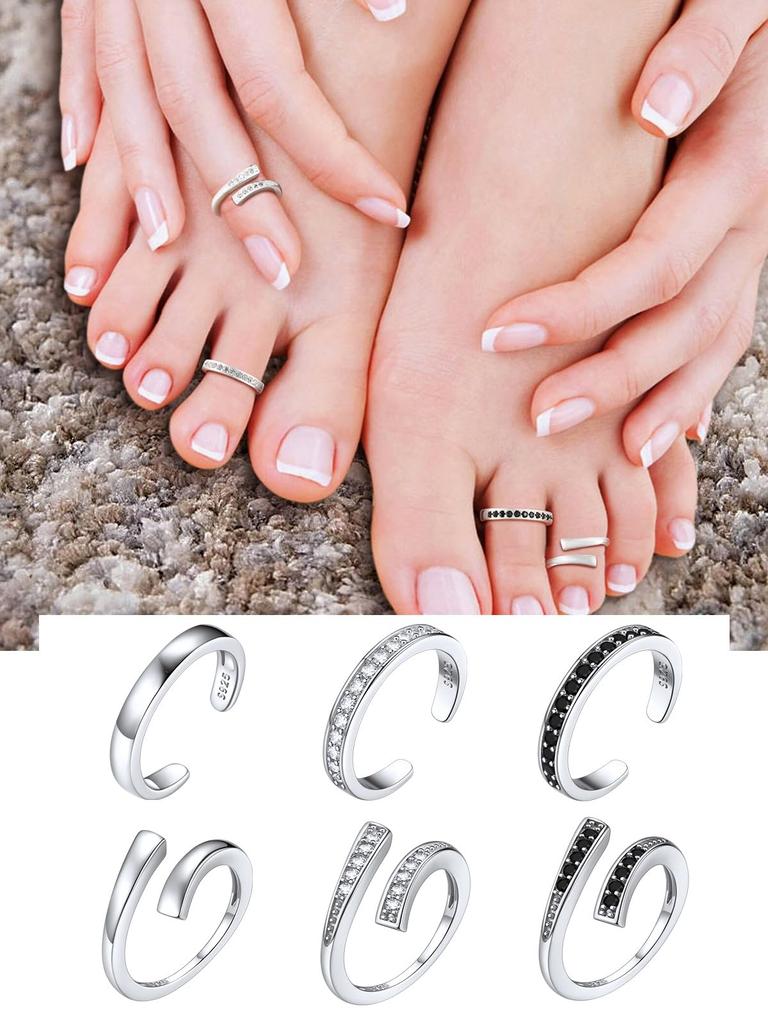 ChicSilver Toe Ring, Pinky Ring, Women's, Silver 925, Eternity Ring, Zirconia, Hawaiian Jewelry