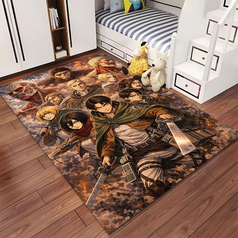 Anime Warriors Epic Battle Scene suitable as a non-slip mat for the living room or bedroom sofa
