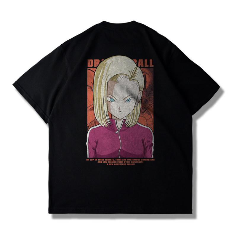 The Anime Dragon Ball Collaboration Black Goku Shortsleeved Tshirt for Men and Women in Loose Black and White for Summer