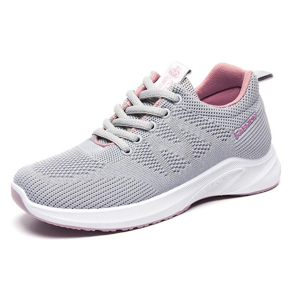 Shoes Women's 2025 Summer New Breathable Fly-woven Mesh Running Shoes Women's Flat-bottomed Lightweight Soft-soled Sports Shoes Women