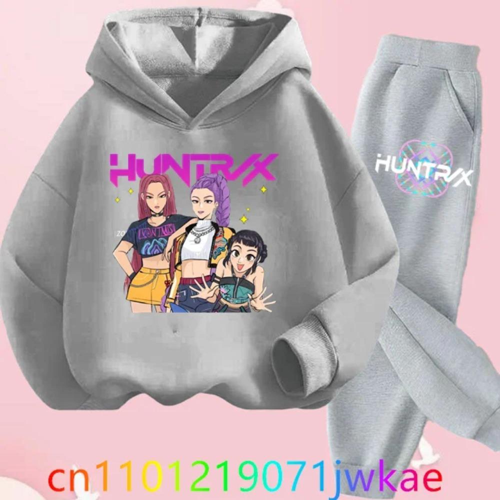 Movie New Kid K-Pop Demon Hunters Hooded Suit Toddler Girl Clothes KPop Demon Hunters Hoodie Set Girls Fashion Casual Sweatshirt