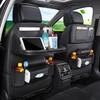 Car Seat Back Organizer PU Leather Foldable Table Tray with Storage Pockets And Kick Mats - Vehicle Interior Accessories