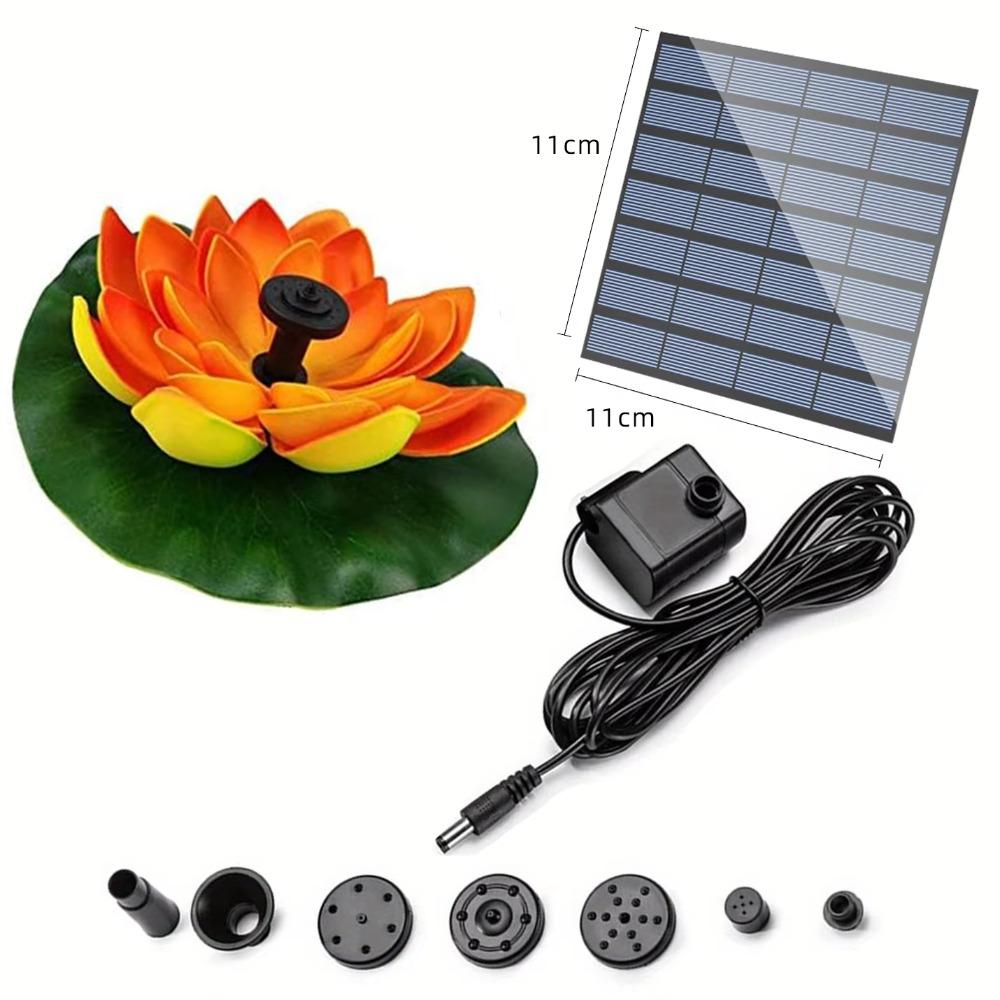 Solar-Wasserspiel, Schwimmende Mini-Lotus-Wasserpumpe/Teichpumpe, Perfekte DIY-Teichdekoration DIY-Vogelbad, 1,2W Wasserfallbrunnen