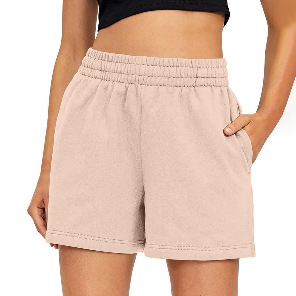Damen-Shorts, lässig, für den Sommer, bequem, elastisch, hohe Taille, Laufshorts mit Taschen