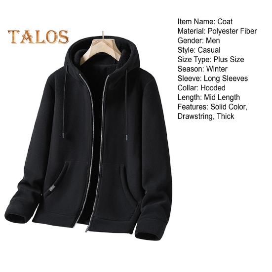 Herren Herbst Wintermantel Mit Kapuze Reißverschluss Lange Ärmel Kordelzug Locker Dicke Warme Einfarbige Strickjacke Alltagskleidung Hoodie Jacke