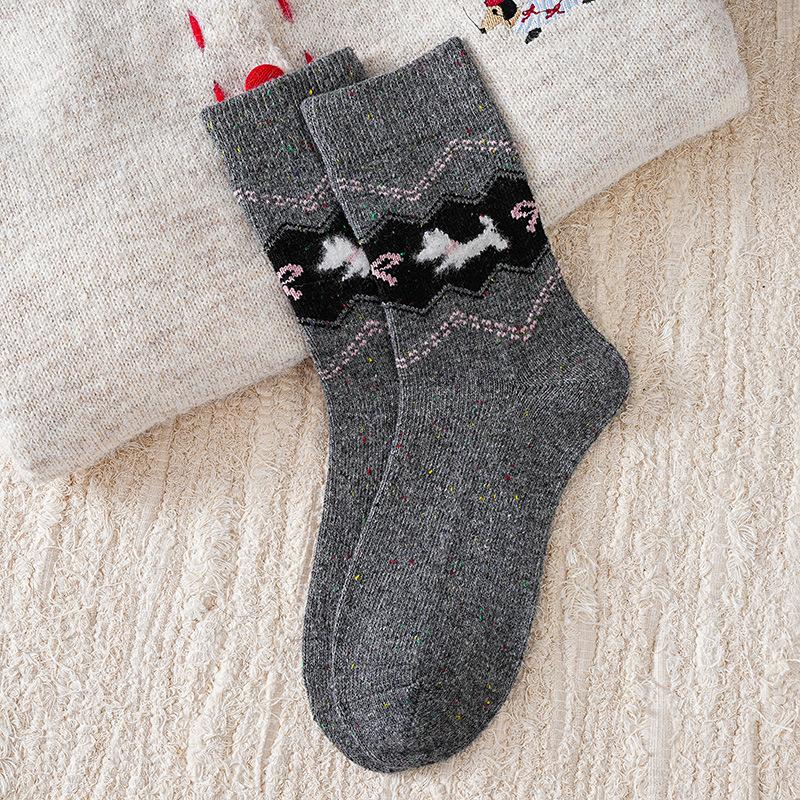 Cute Cartoon Socks Medium Tube Socks Season Thickened Warm Wool Socks Puppy Idea Yarn Stockings