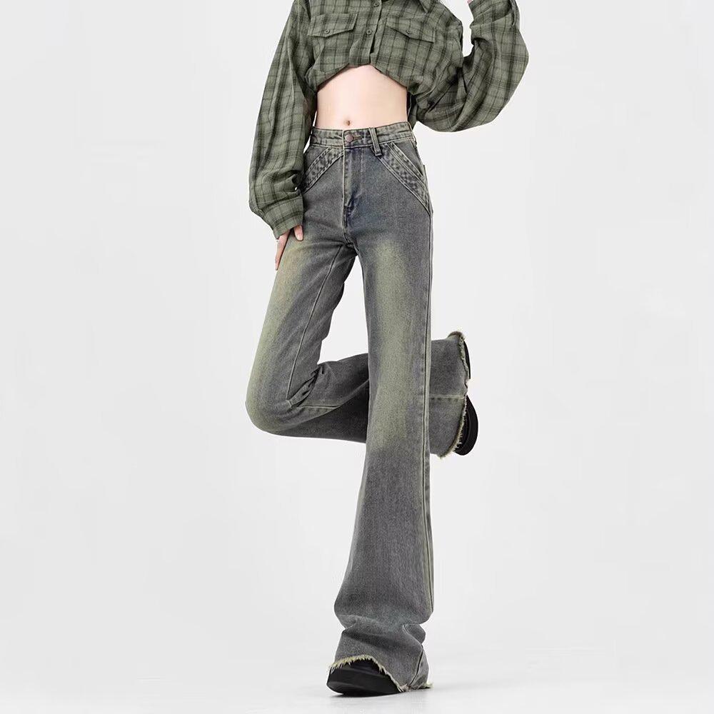 

2026 Retro High-Waisted Slimming Flare Jeans for Women – Distressed, Flattering Spring/Autumn Style 2X Large