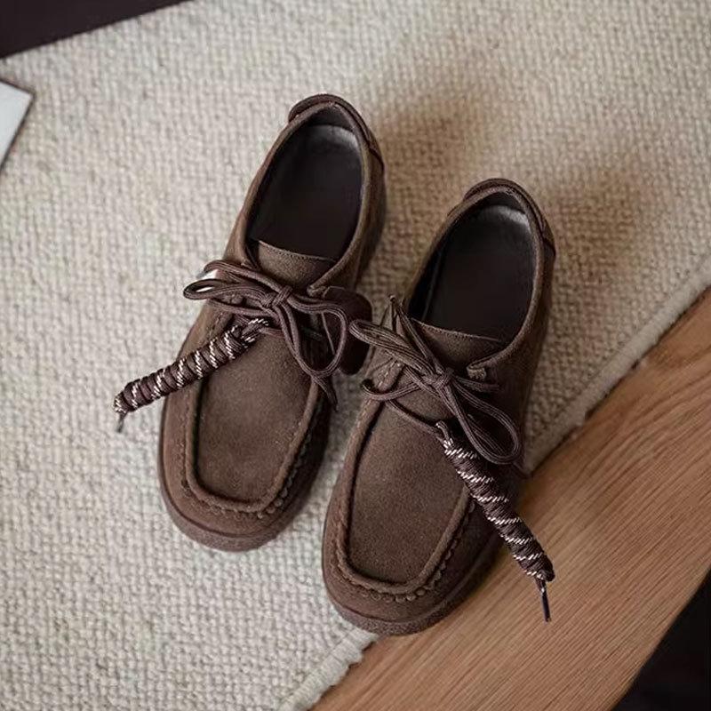 Módní dámské boty Nubuková kůže Ležérní ploché boty Kožené Jednoduché boty Dámské Vycházkové Protiskluzové Chaussure Femme Zapatos De Mujer