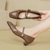 French Mary Jane Shoes Spring and Autumn Shoes Square Head Low Heel Single Shoes One Word with High Heels Thick Heel