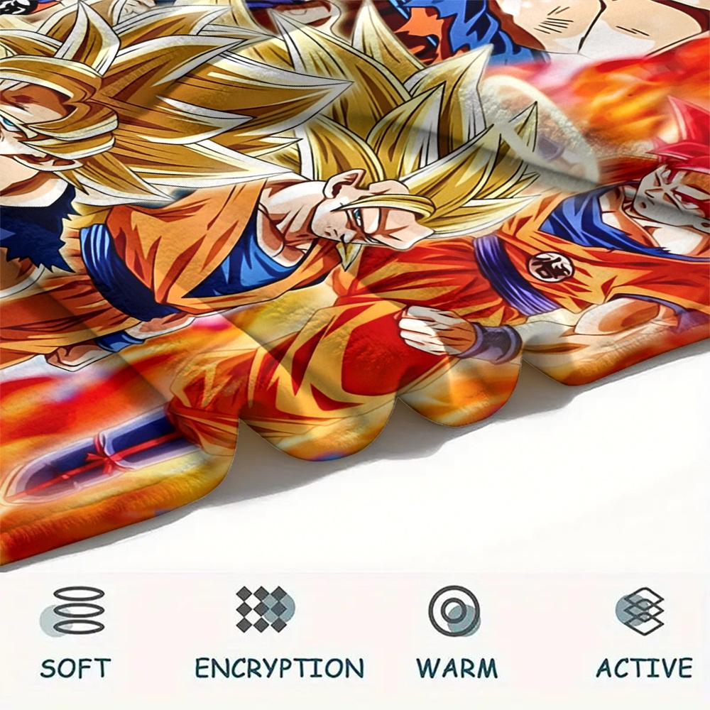 Flanelová deka s motivem Dragon Ball, Vysoce kvalitní, Pohodlná pro všechna roční období, Domácí dekorace, Teplo a pohodlí, Perfektní jako dárek.