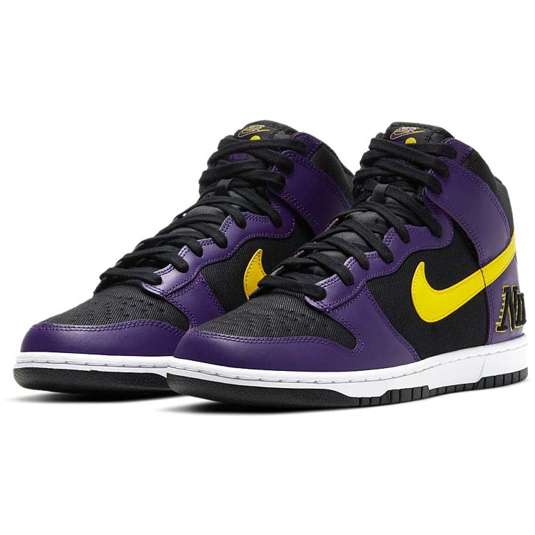 Nike Dunk High Premium EMB Lakers Men Sneakers Purple Black Opti-Yellow DH0642-001