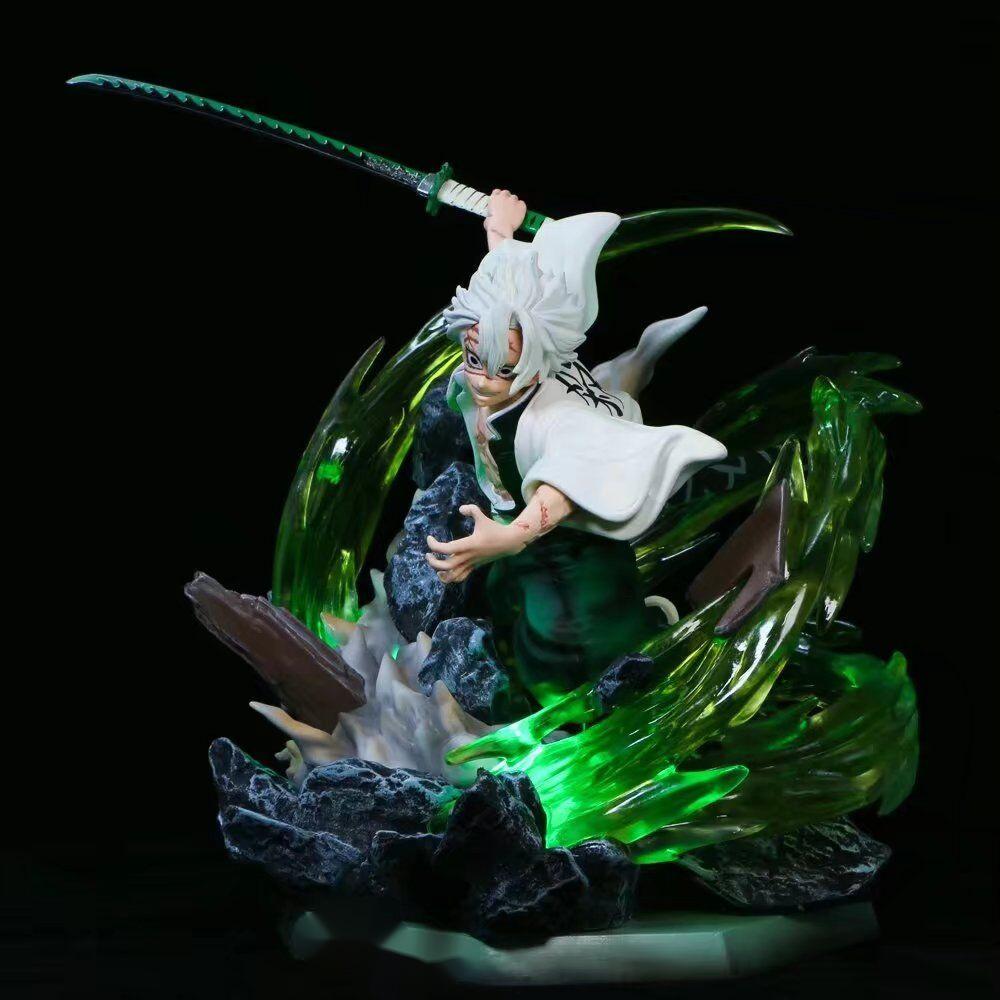 30cm Demon Slayer GK Shinazugawa Sanemi Pilar del Viento Figura de Acción de PVC Figura de Anime Colección Luminosa Modelo Juguetes Muñeca para Niños Regalo