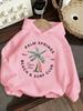 Palm Springs Print, New Stylish Long-Sleeve Hooded Sweatshirt Jacket for Girls for Autumn and Winter