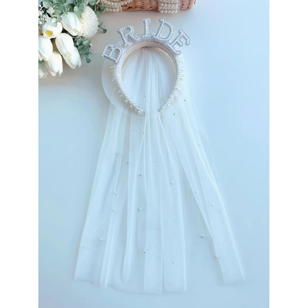 

Жемчужный ободок для невесты, головной убор, фата для невесты, аксессуар для волос для девичника, подарок для будущей невесты, декор для помолвки 1pcs