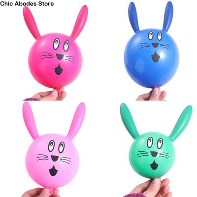 10pcs Kids Toy 12 Inch Cute Rabbit Latex Balloons Thickened Cartoon Rabbit Ear Balloons Inflatable Ball Animal Balloons Wedding