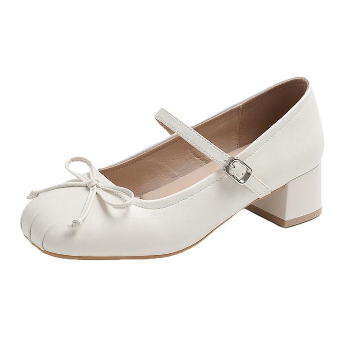 French Evening Breeze Single Shoes Women's 2025 Spring and Autumn New Black Soft Leather Skirt Mary Jane Women's Shoes Shallow Mouth Ballet Shoes