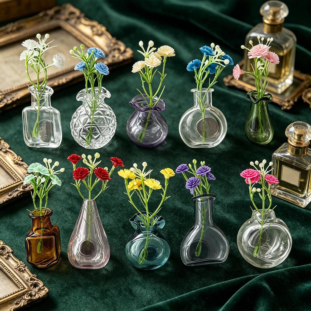 10 Pack Mini Vase Fridge Magnets Ceramic Glass Bud Vase Magnetic Refrigerator Flower Holder Kitchen Office Decoration