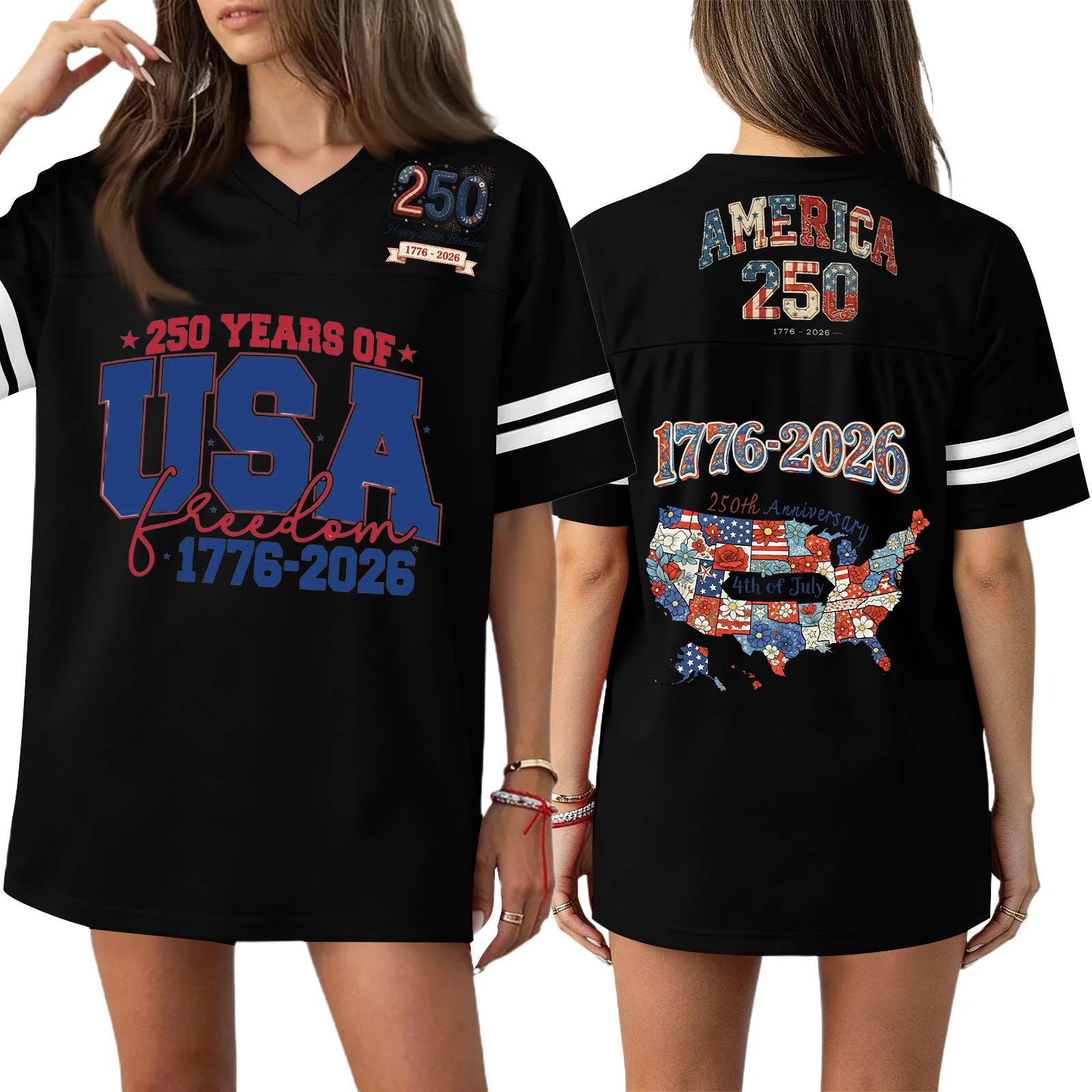 

Женская повседневная модная спортивная футболка с V-образным вырезом, принтом ко Дню независимости, коротким рукавом, топ S чёрный